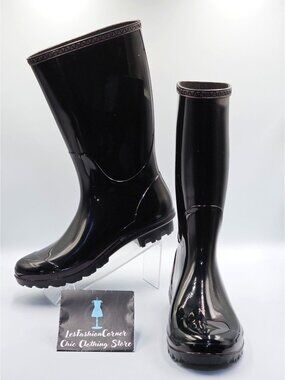 UGG Women's Eggplant Shaye Tall Glossy Waterproof Rain Boots Size 11 2519